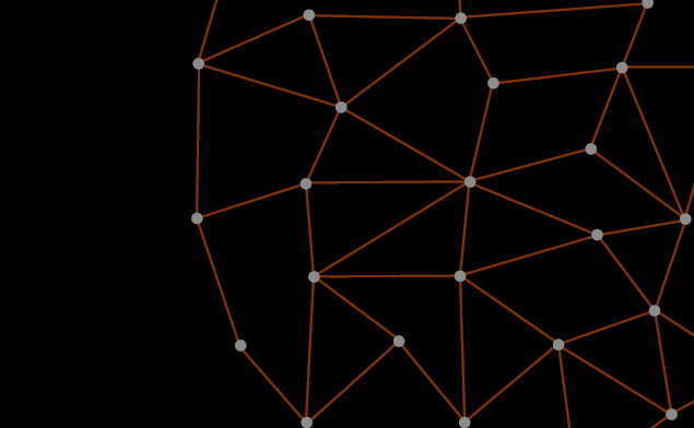 Abstrakte Kugel, Punkte mit Linien zu einem Netz verbunden