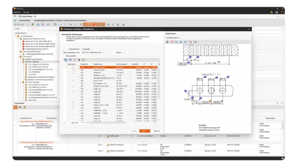 Screenshot: CAD-Zeichnungen im Control-Plan