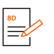 Icon: Dokument, auf dem 8D steht, und Stift