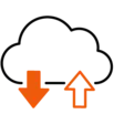 Unkomplizierte Kommunikation Icon: Wolke mit Pfeilen symbolisiert Cloud-Kommunikation