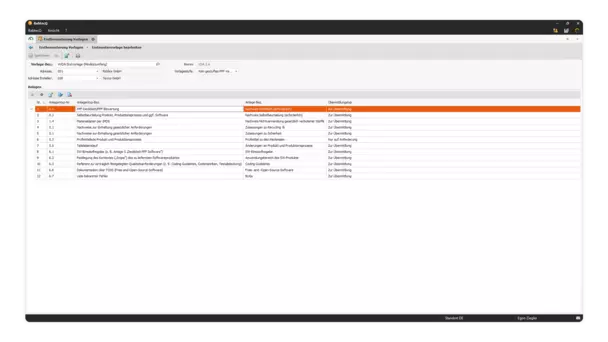 Vorlagen für Erstmusterprüfungen Screenshot: Vorlagen für Erstmusterprüfungen