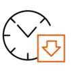 Aufwandsminimierung Icon: Uhr mit Pfeil, der nach unten zeigt