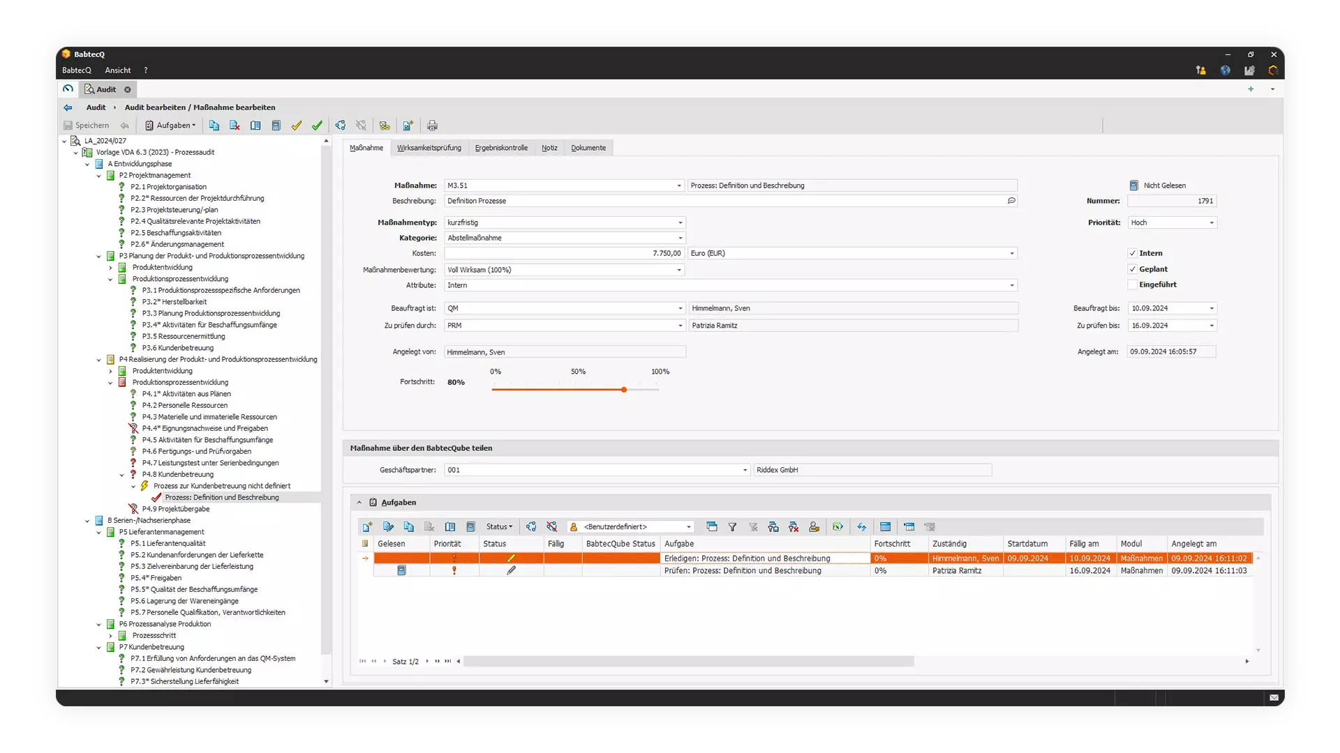 Audit-Managament in der QM-Software BabtecQ