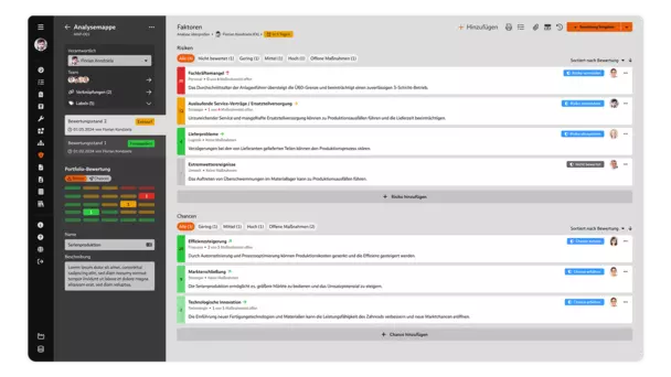 Screenshot: Analysemappe für Risiken und Chancen