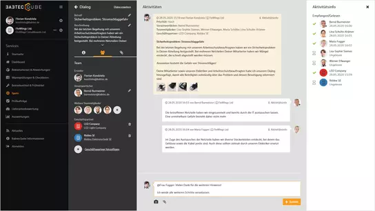 Aufgaben & Maßnahmen im BabtecQube Screenshot von Aufgaben & Maßnahmen im BabtecQube