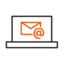 Icon: Laptop, darauf Briefumschlaf mit @-Zeichen