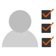 Icon einer Person mit Checkboxen
