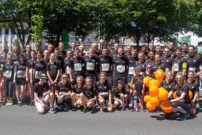 Gruppenfoto der Babtec-Läufer des Schwebebahnlaufs 2018