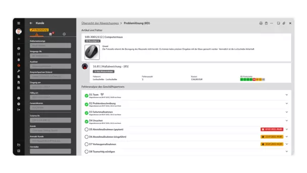 Screenshot: Reklamationsbearbeitung in BabtecQ Go