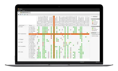 Qualifikationsmanagement in BabtecQ Laptop, darauf zu sehen die Qualifikationsmatrix in BabtecQ