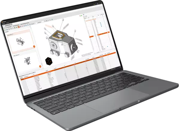 3D CAD in der Babtec-Software 3D CAD in der Babtec-Software auf einem Laptop-Bildschirm