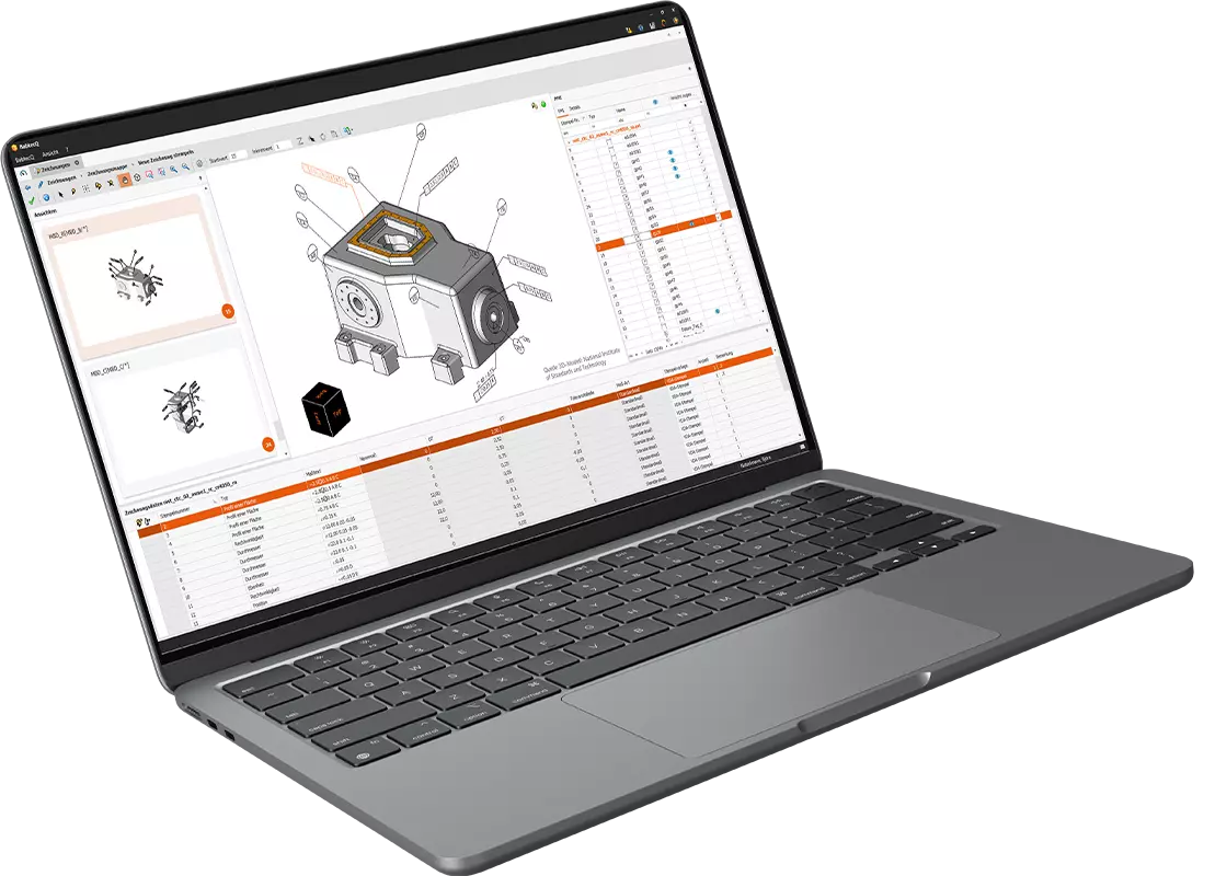 3D CAD in der Babtec-Software auf einem Laptop-Bildschirm