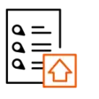 Import von Dokumenten Icon: Dokument mit Text und Bildern, Upload-Pfeil