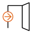 Direkter Einstieg Icon: Geöffnete Tür mit Pfeil, der durch die Öffnung zeigt