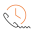 Icon: Uhr, davor ein Telefon