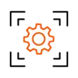 Fokussierter Funktionsumfang Icon: Zahnrad im Fokus