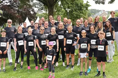 Team Babtec beim Schwebebahnlauf 2022 Gruppenfoto Team Babtec beim Schwebebahnlauf 2022
