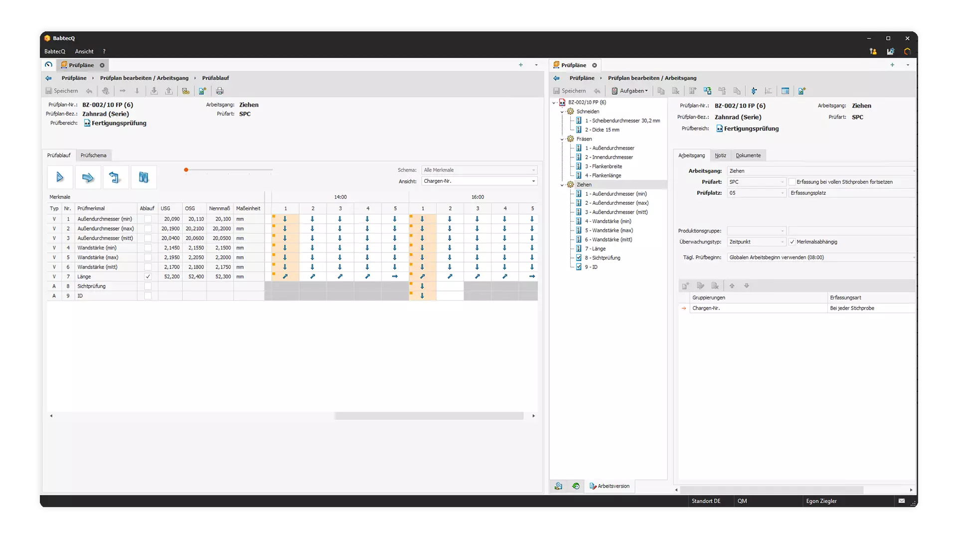 Screenshot: Prüfablaufsimulation im SPC-Programm