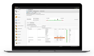 Prüfmittelmanagement in BabtecQ Laptop, darauf zu sehen das Prüfmittelmanagement in BabtecQ