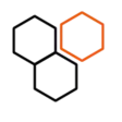 Icon: Zwei schwarze und ein orangefarbenes Sechseck