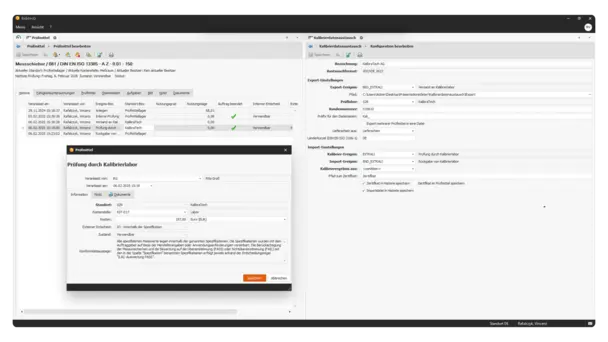 Prüfmittelmanagement in der QM-Software BabtecQ: Kalibrierdaten