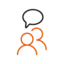 Icon: Zwei Personen mit Sprechblase
