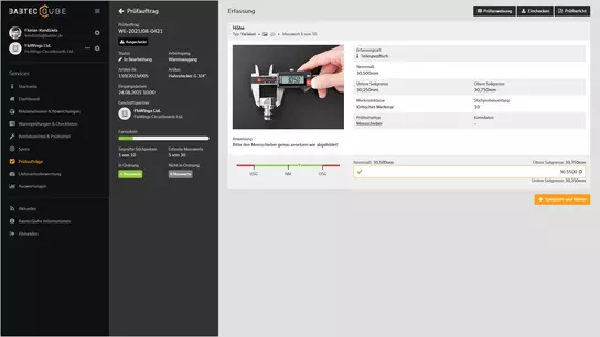 Prüfaufträge in BabtecQube Screenshot: Prüfaufträge in BabtecQube