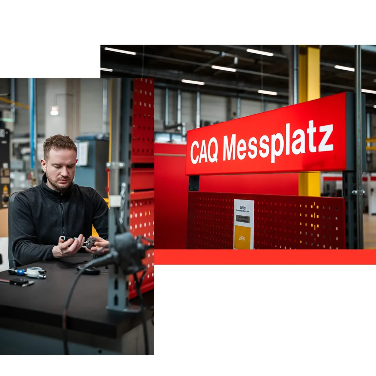 Mitarbeiter bei der Fertigungsprüfung an einem CAQ-Messplatz bei Barmag GmbH & Co. KG