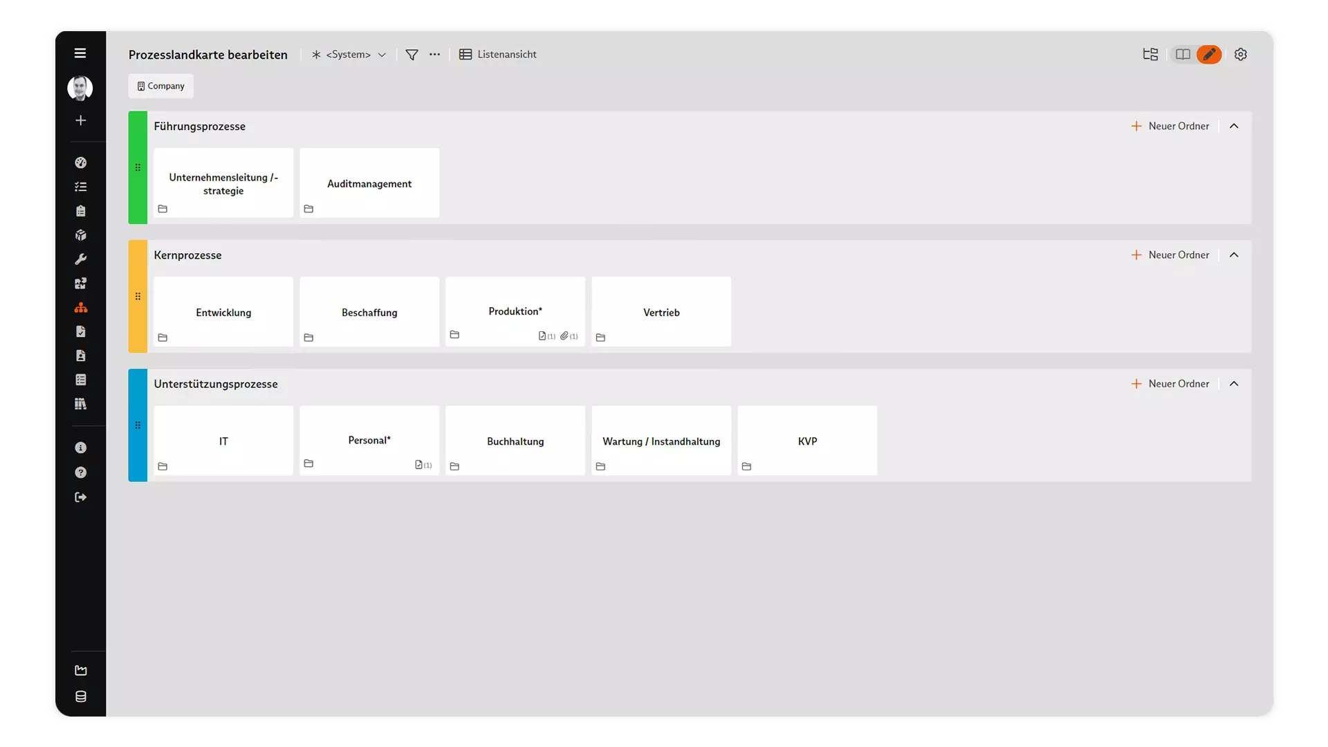 Screenshot: Prozesslandkarte in BabtecQ