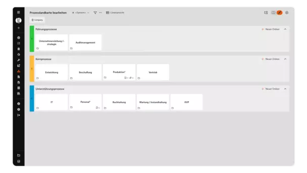 Prozesslandkarte in BabtecQ Screenshot: Prozesslandkarte in BabtecQ