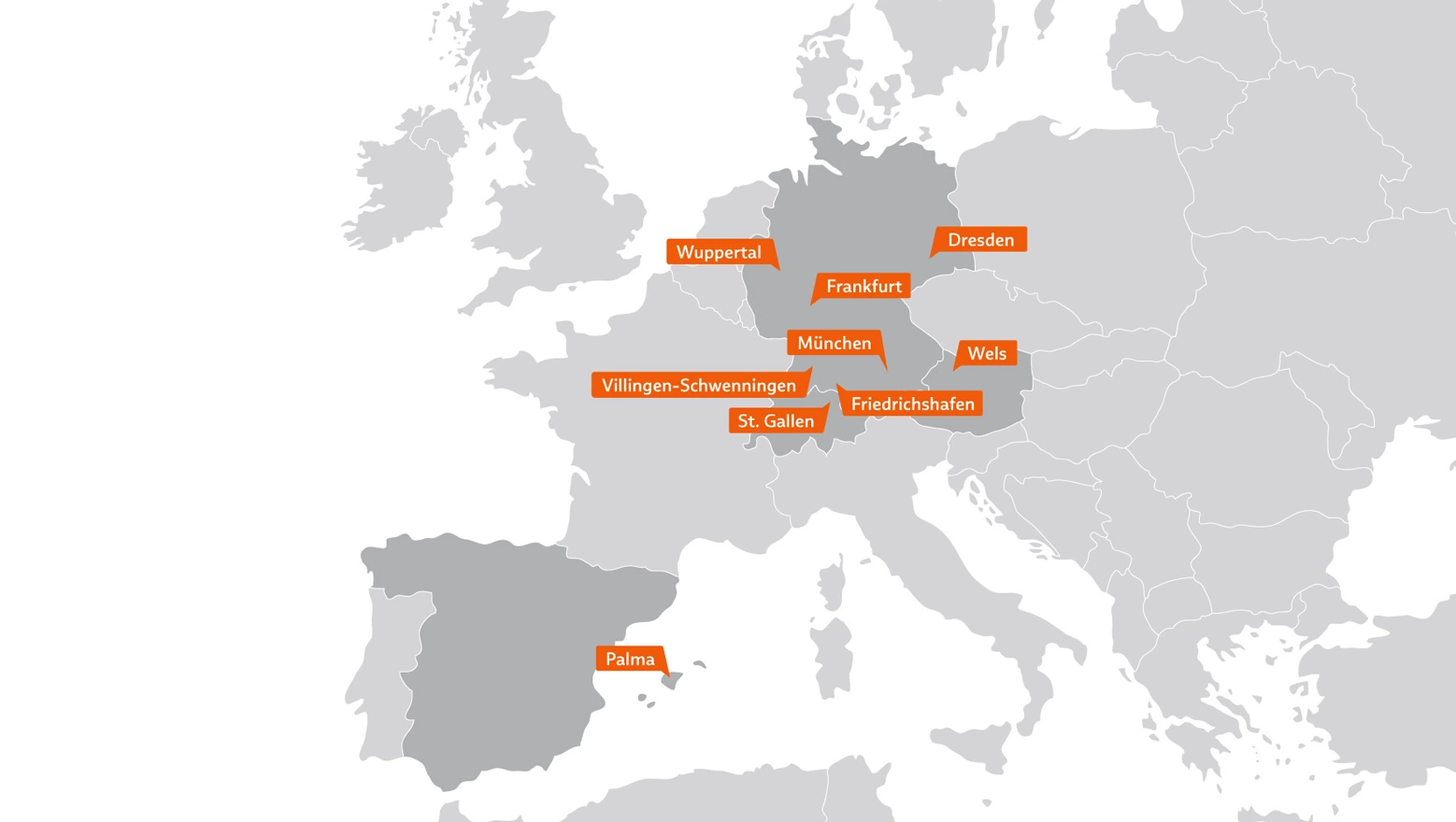 Europakarte mit Standorten von Babtec