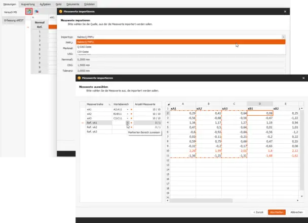Prüfmittelfähigkeitsuntersuchung in der QM-Software BabtecQ: Import
