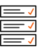 Checklisten erstellen im Baukastenprinzip Icon: Drei Bausteine mit Text und Checkbox