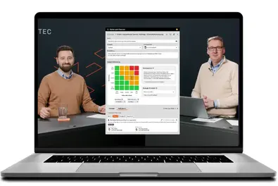 Risikomanagement in BabtecQ Go Laptop, darauf zu sehen das Risikomanagement in BabtecQ Go