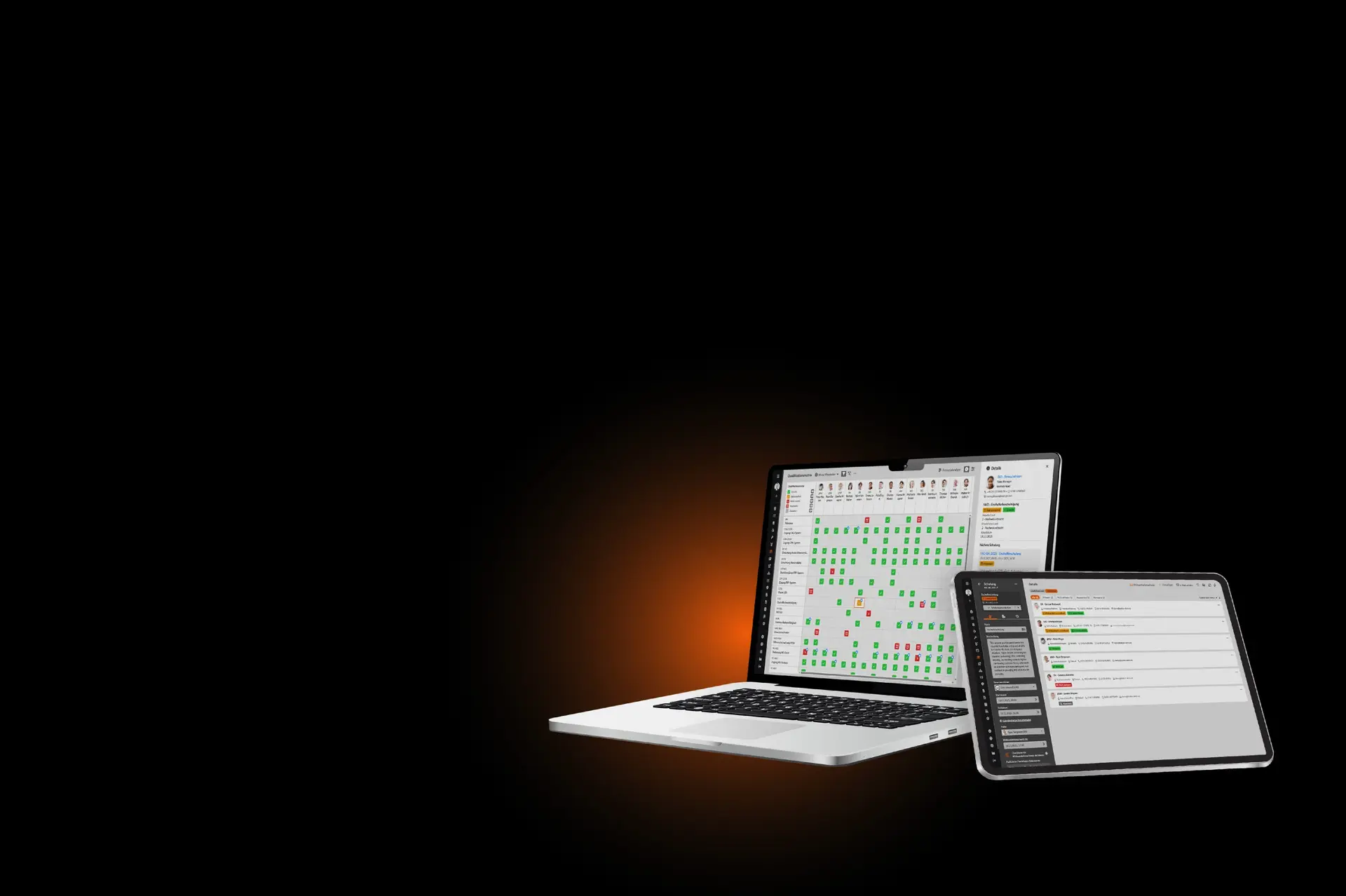 Qualifikations- und Trainingsmanagement in BabtecQ Laptop und Tablet zeigen das Qualifikations- und Schulungsmanagement in BabtecQ