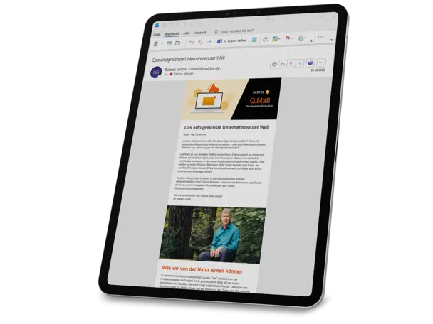 Newsletter (Q.Mail) auf dem Tablet