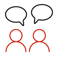 Icon zwei Personen mit Sprechblasen