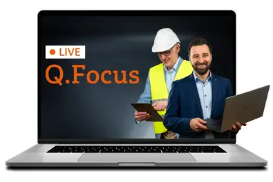 Q.Focus Maschinenausfälle Laptop, darauf zu sehen Q.Focus Maschienenausfälle