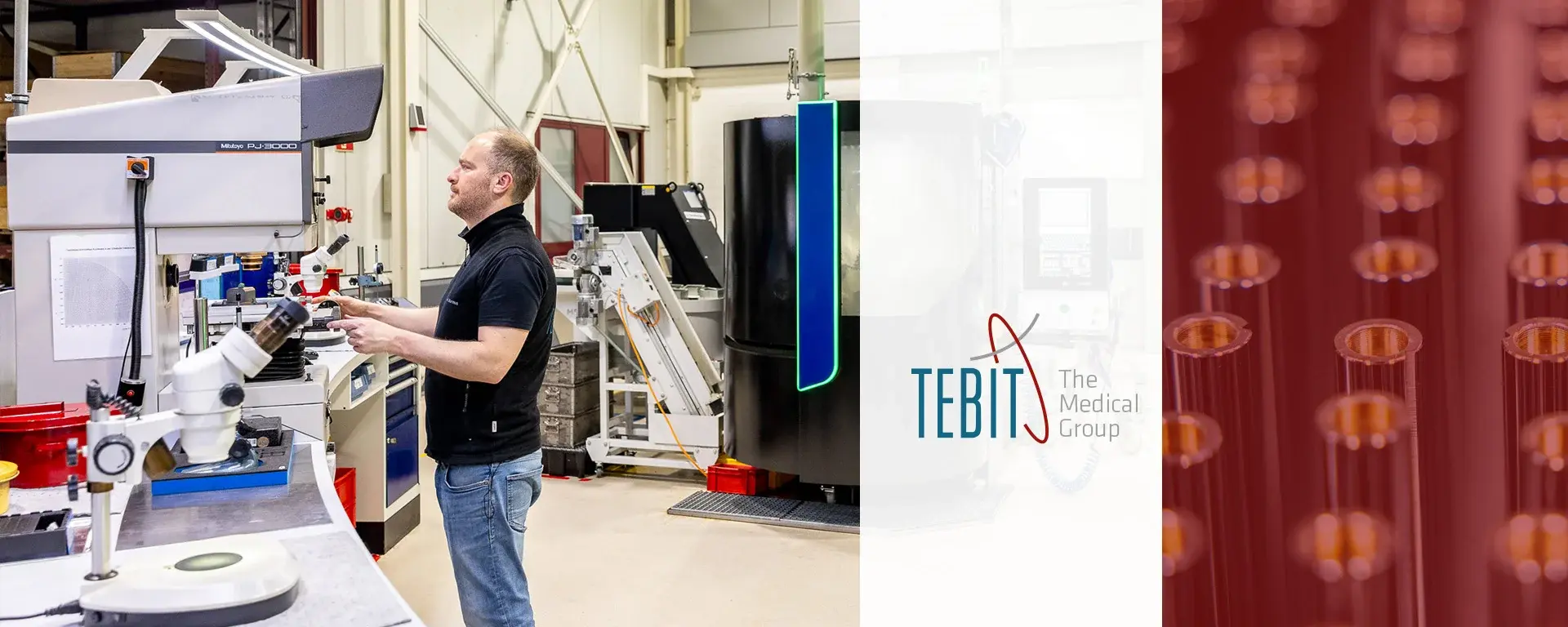 Case Study von TEBIT Mitarbeiter arbeitet in der TEBIT-Fertigung