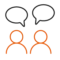 Consulting Icon: Zwei Personen mit Sprechblasen
