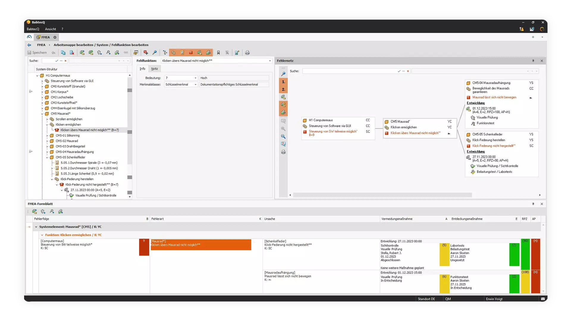 Screenshot: Design- und Prozess-FMEAs