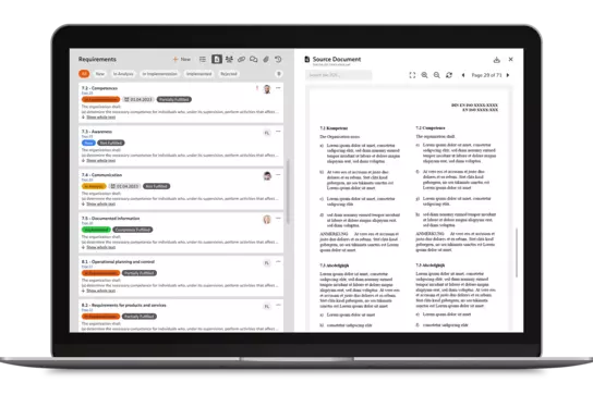 Laptop, darauf zu sehen das Anforderungsmanagement in BabtecQ Go