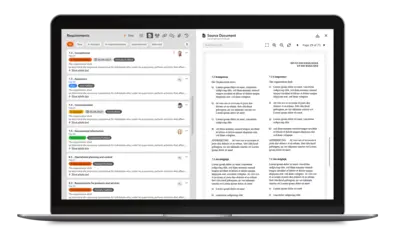 Anforderungsmanagement in BabtecQ Go Laptop, darauf zu sehen das Anforderungsmanagement in BabtecQ Go