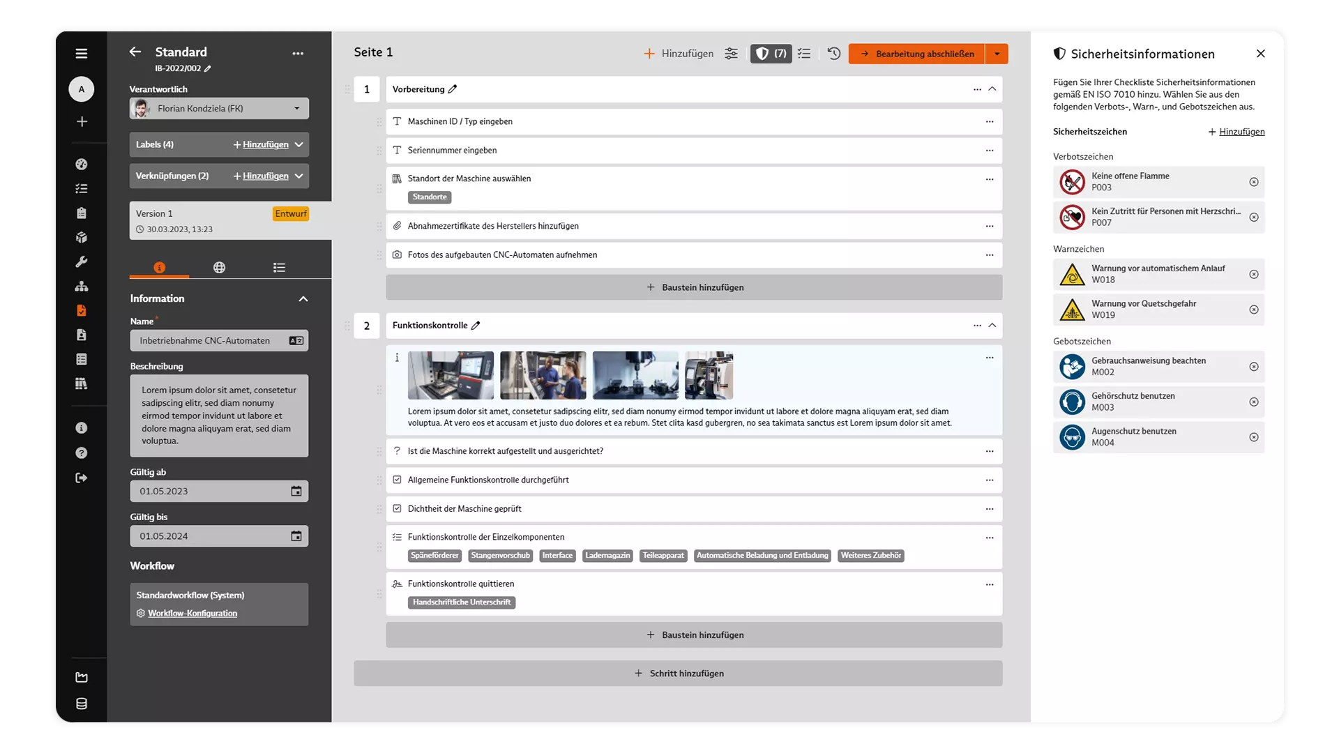 Screenshot: Checklisten in BabtecQ Go