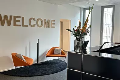 Eröffnung der Geschäftsstelle in Frankfurt am Main Eingangsbereich in der Babtec-Geschäftsstelle in Frankfurt am Main