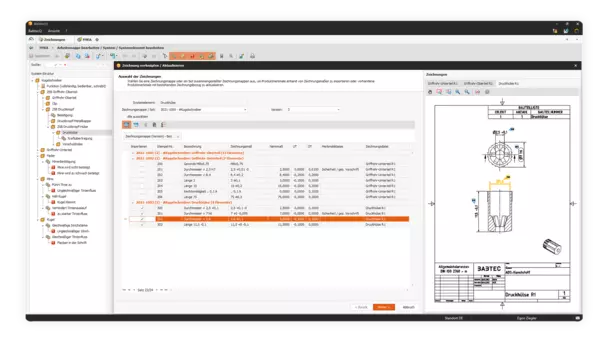Screenshot: Integration weiterer Module mit Änderungs- und Informationsmanagement
