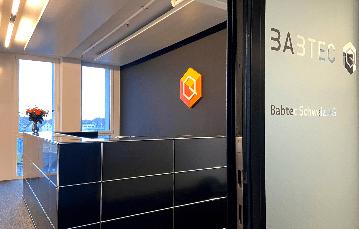 Eingangsbereich im Babtec-Büro in der Schweiz