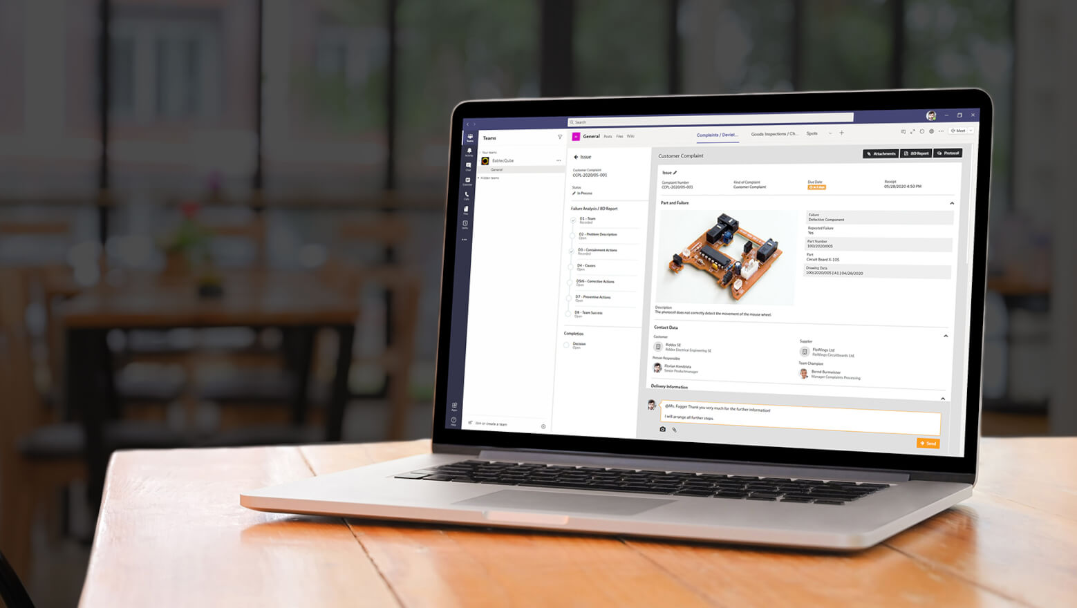 Laptop with BabtecQube in the Microsoft Teams application